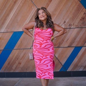 MIDI PINK & RED DRESS